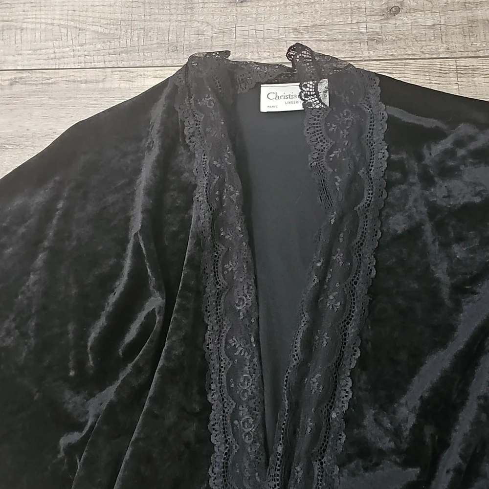 Christian Dior Vintage 80s 90s Lace Trim Robe - Picture 4 of 13